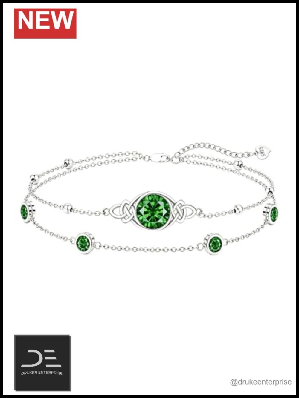 925 Sterling Silver Celtic Knot Anklet Bracelet Adjustable Layered